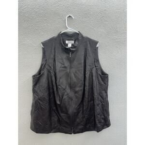 Elana by Tanner Womens Vest Size 2 Brown Leather Sleeveless Lined Zip Up